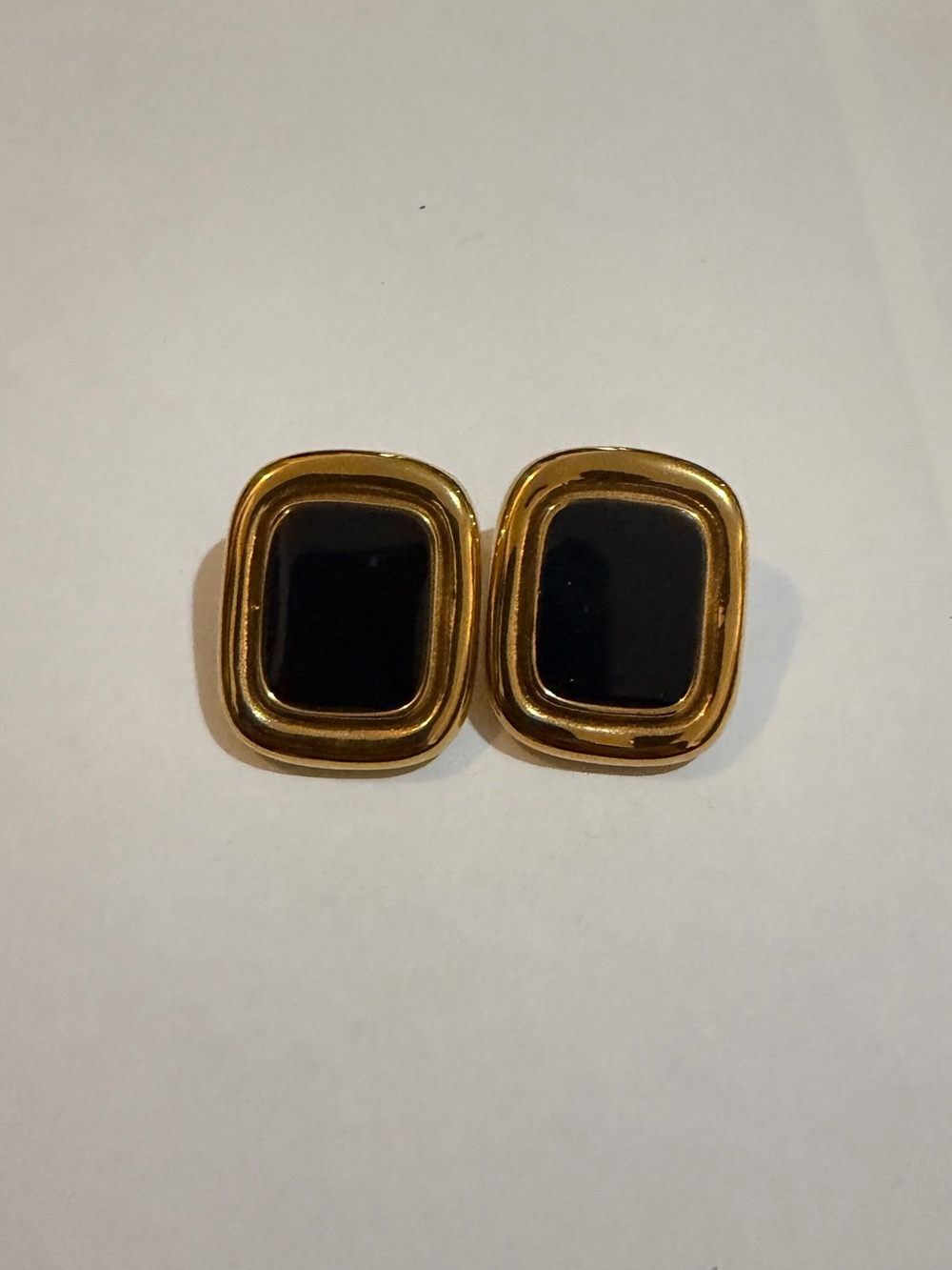 Gold and Black Statement Clip-On Earrings - Women Jewelry - Picture 5 of 8